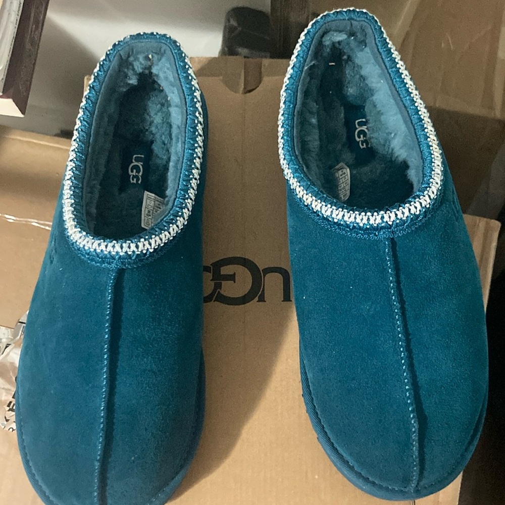 UGG Teal Suede Slippers
